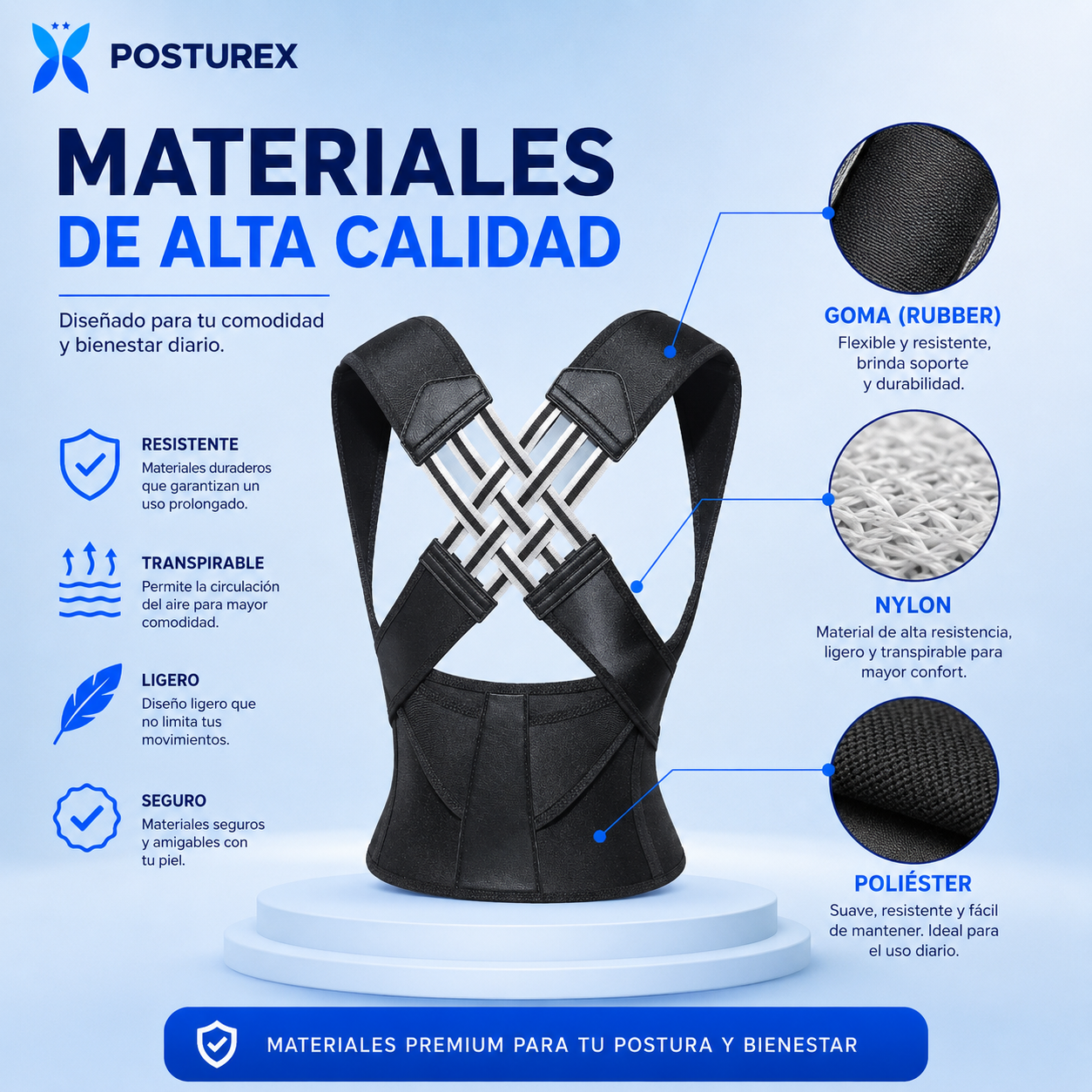 Corrector de Postura Ajustable, Soporte de Espalda y Hombros