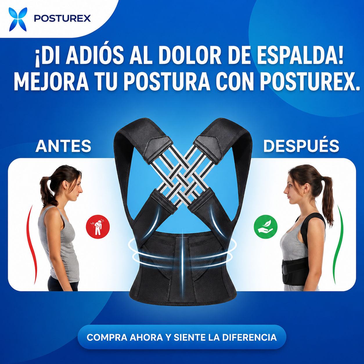 Corrector de Postura Ajustable, Soporte de Espalda y Hombros